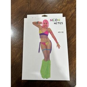 Elegant Moments  Neon Nites 2 Piece Set Women Costume Adult Intimate No‎ Boots